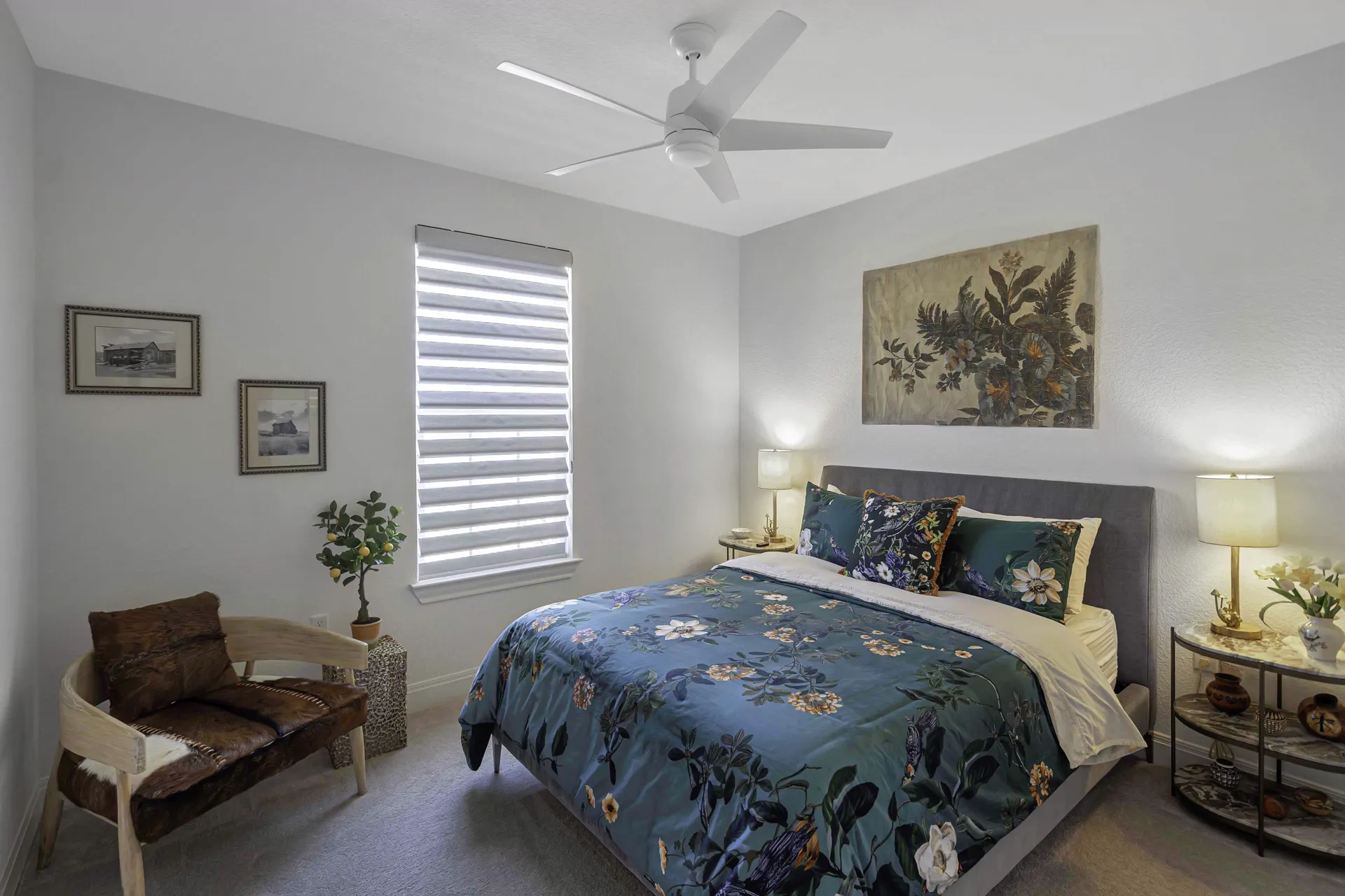 Guest bedroom — seating area with armchair and decor